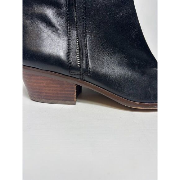 J.CREW Reagan Black Leather Zip Casual Ankle Booties Boots Womens Size 8 Minimal - Picture 3 of 7